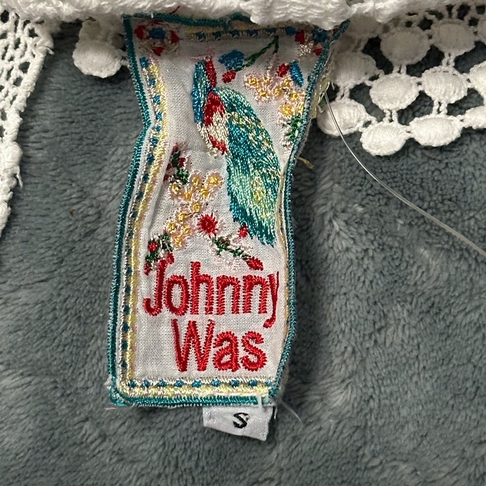 Johnny Was Small Crochet Lace Floral Boho Vest Ivory White Jacket Sleeveless Top - Picture 5 of 6